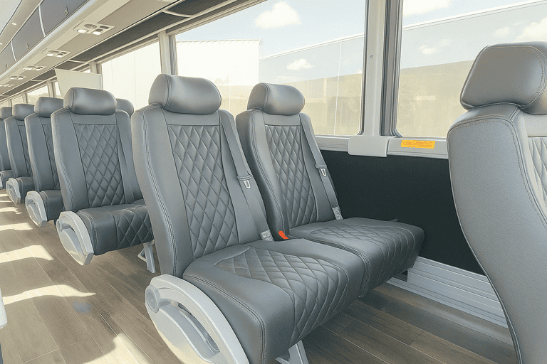 interior of Pittsburgh Minibus Company charter bus