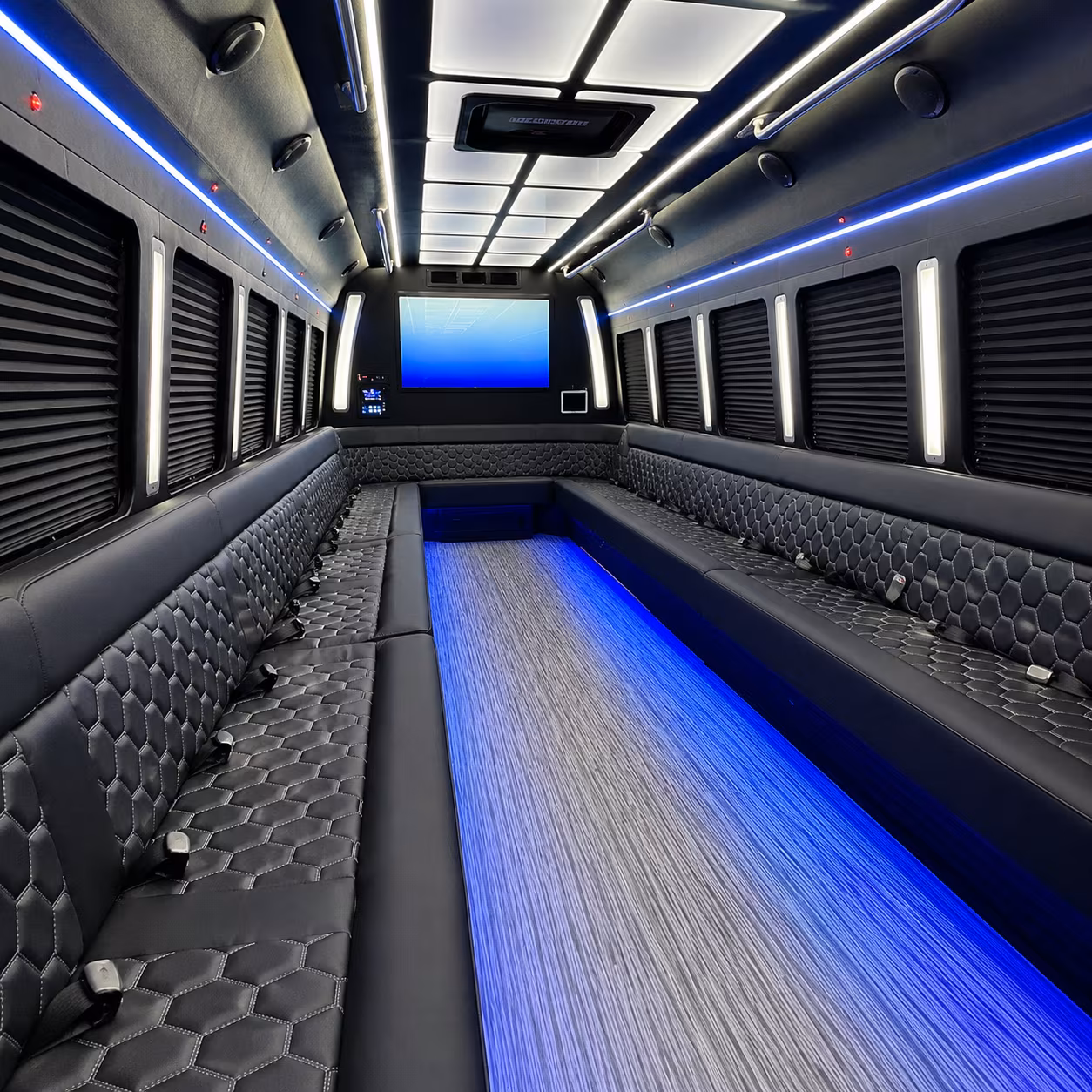pittsburgh 50 passenger party bus inside